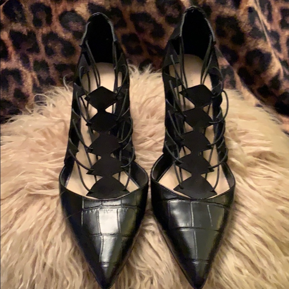 Zara embossed leather heels